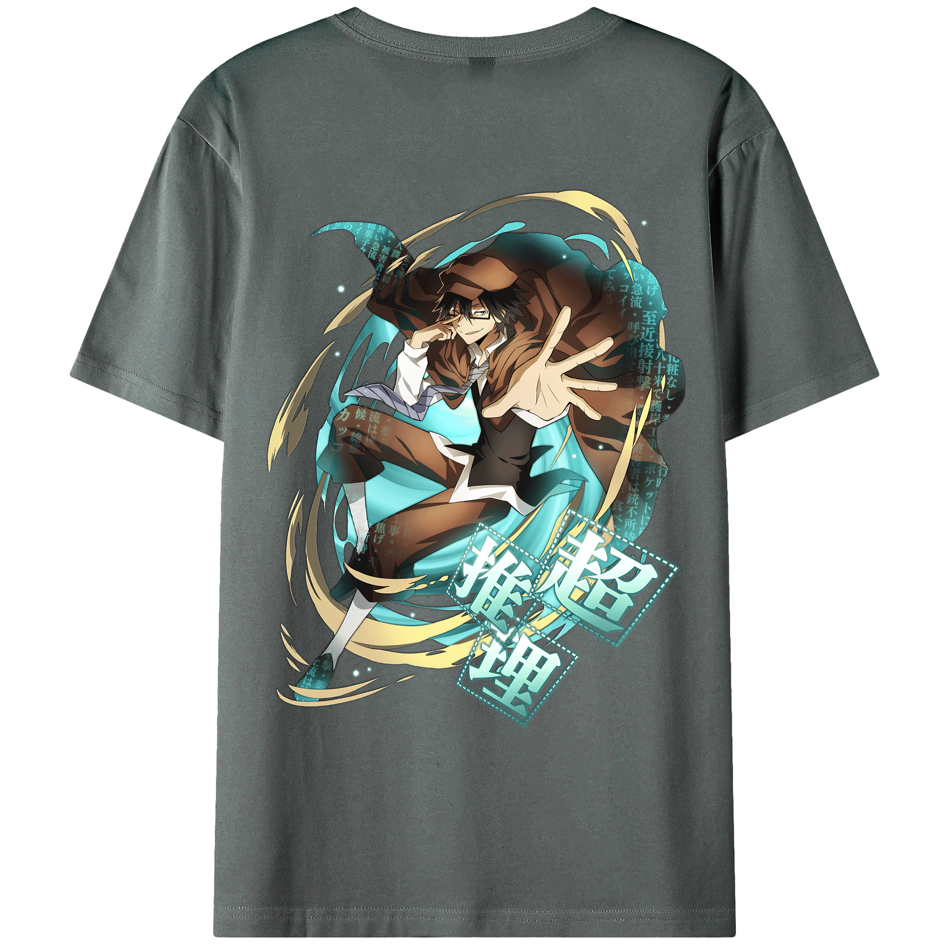 （画像用） 文豪ストレイドッグス Bungo Stray Dogs 綿100％ メンズ半袖Tシャツ（バックプリント） 通気性